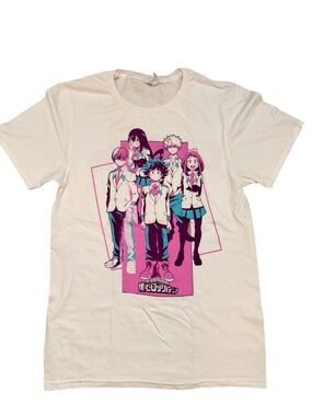 Kids Graphic Tee - white with Pink & Teal Print